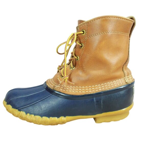 Vintage LL Bean Women's Brown Leather Unlined Hunting Duck Boots Size 7 M - Picture 1 of 10